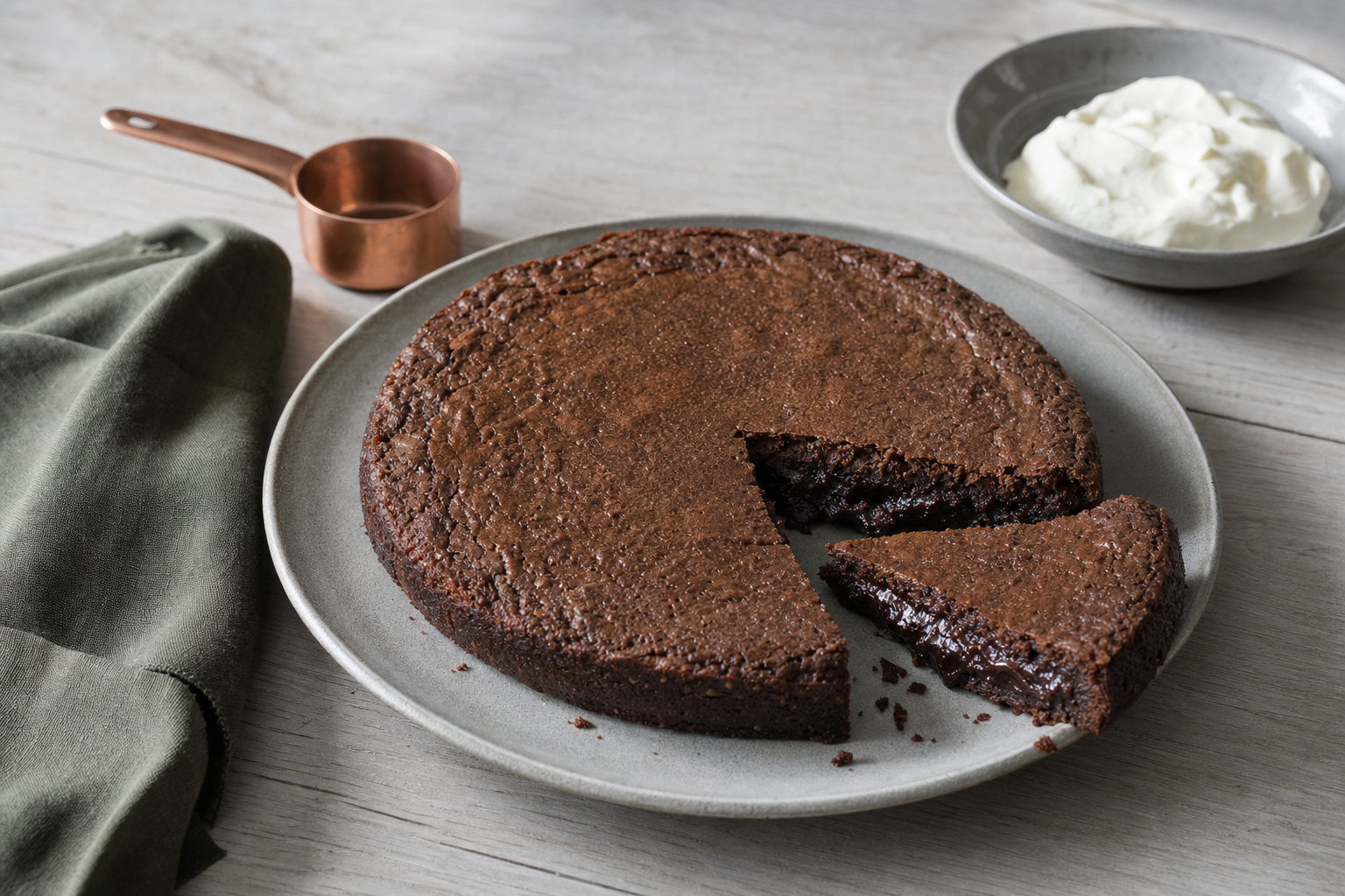 Kladdkaka — Klebriger Kakaokuchen: außen fest, innen weich – in 40 Minuten fertig