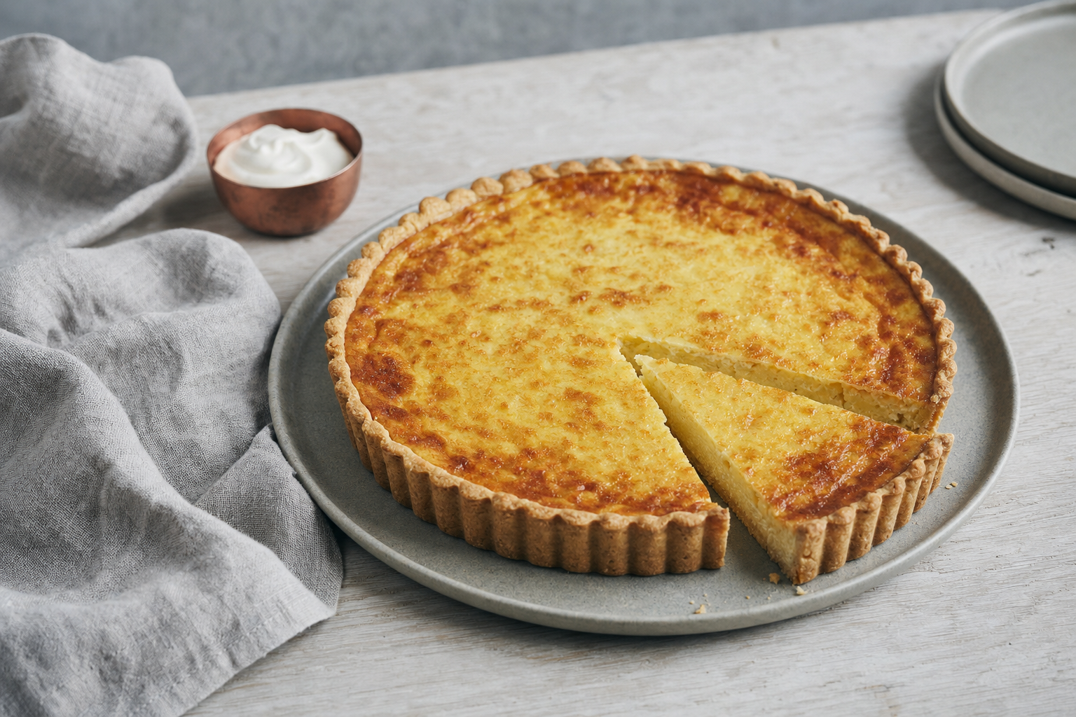 Västerbottenpaj — Käsetarte aus Mürbeteig mit würzigem Västerbottenkäse und zarter Eierfüllung